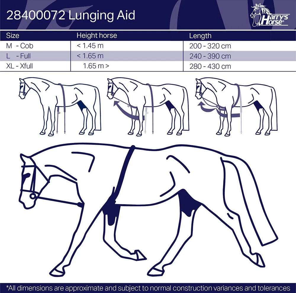 Лонжа для лошади кордовый помощник Harry's Horse Чёрно-белая (XL)
