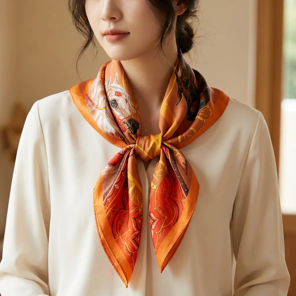 Платок с лошадью большой SHEIKH HORSE BRAND, коллекция DUNE, р-р 90*90 