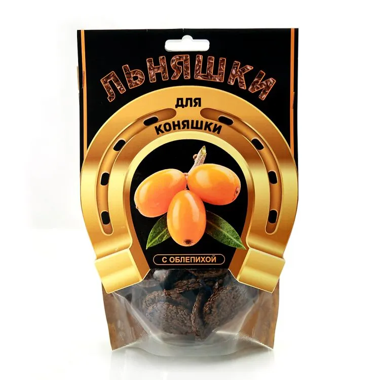 Идальго: Лакомство для лошадей "Льняшки для коняшки" с облепихой, 200 гр.