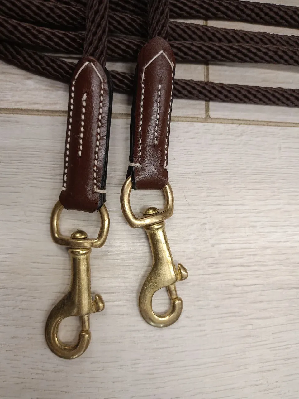 Двойная корда/вожжи для работы в руках ERIC THOMAS PRO, коричневые, 8 м