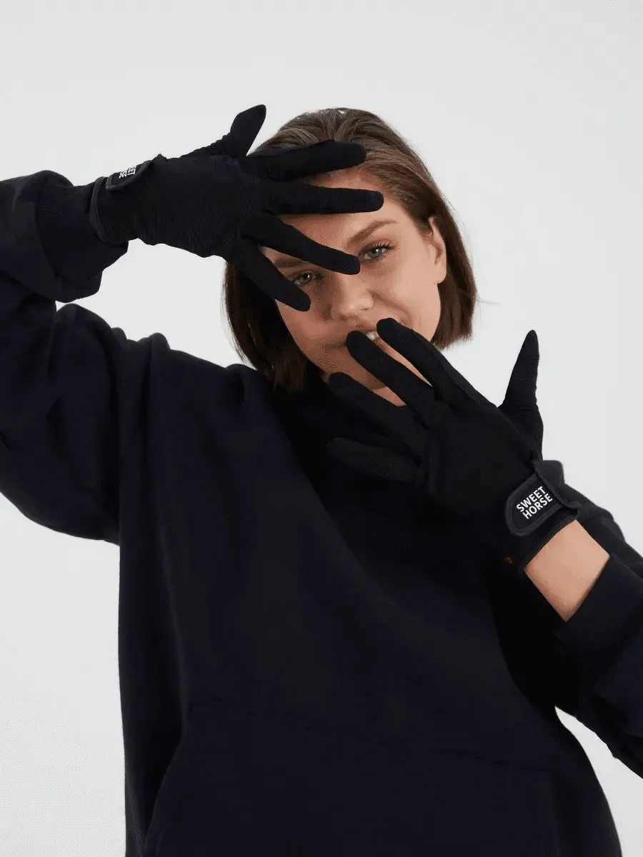 Перчатки для верховой езды, черные, XS, SweetHorse