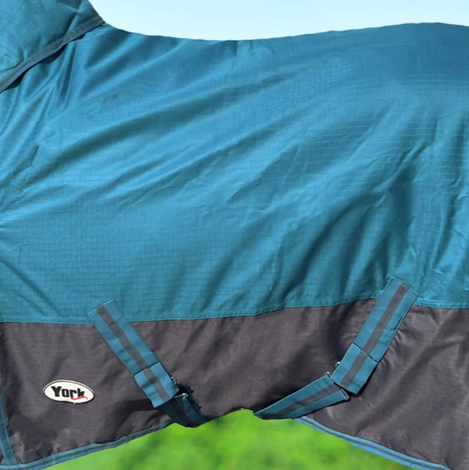 Попона York Saskia зимняя дождевая с капором/100 гр бирюзово-серая 125 см