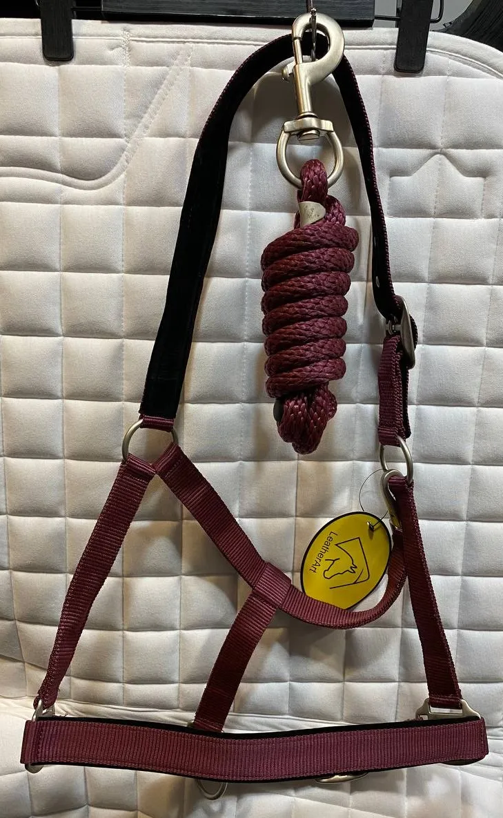 Недоуздок нейлоновый с мягкой подложкой + чомбур LeatherArt комплект.