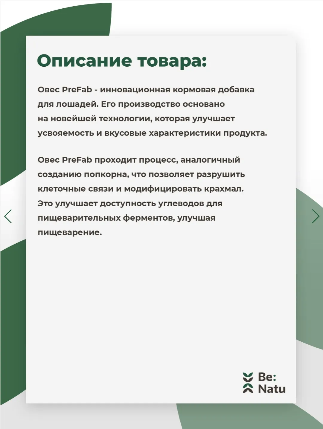 BeNatu Овес PreFab 10 кг