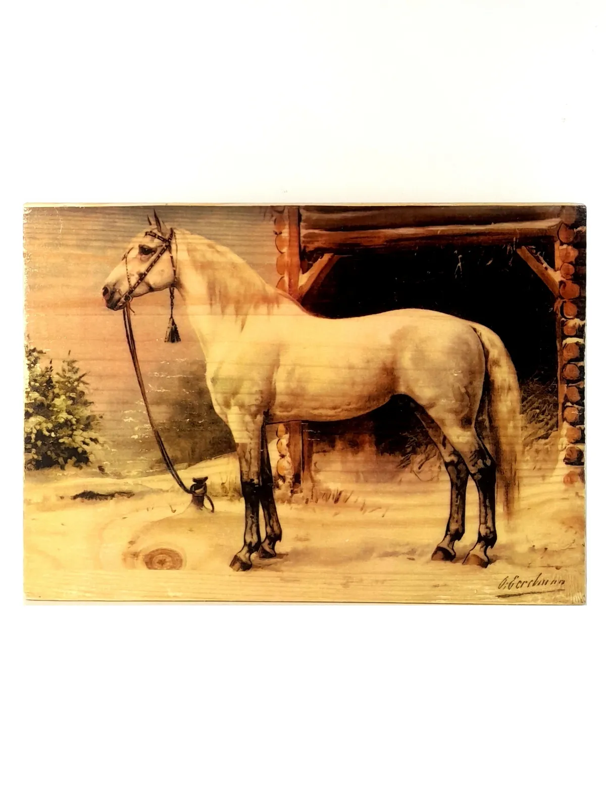 Картина на дереве. Орловский рысак