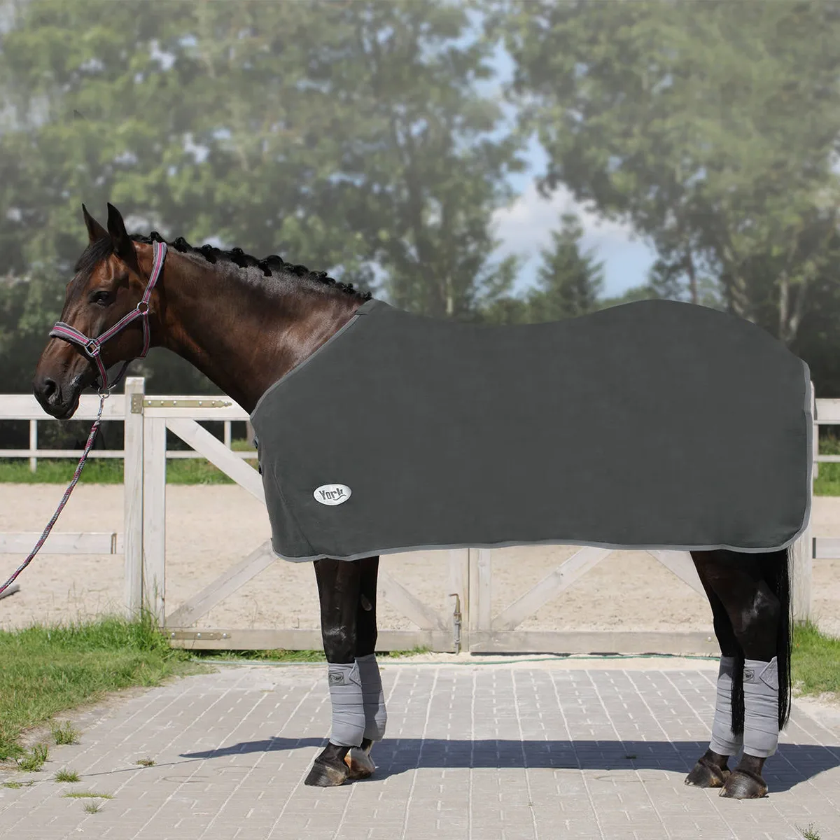 Попона York Ekona флисовая без ремней темно-серая 145 см