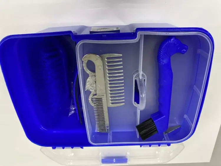 Органайзер - набор для ухода для лошадью, 8 предметов, синий, пластик, Китай