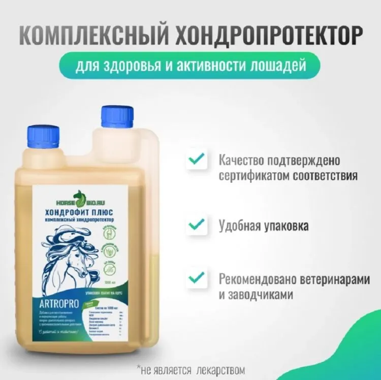 Horse-bio: Хондропротектор Хондрофит Плюс ArtroPro для лошадей(без сахара), 1 л.