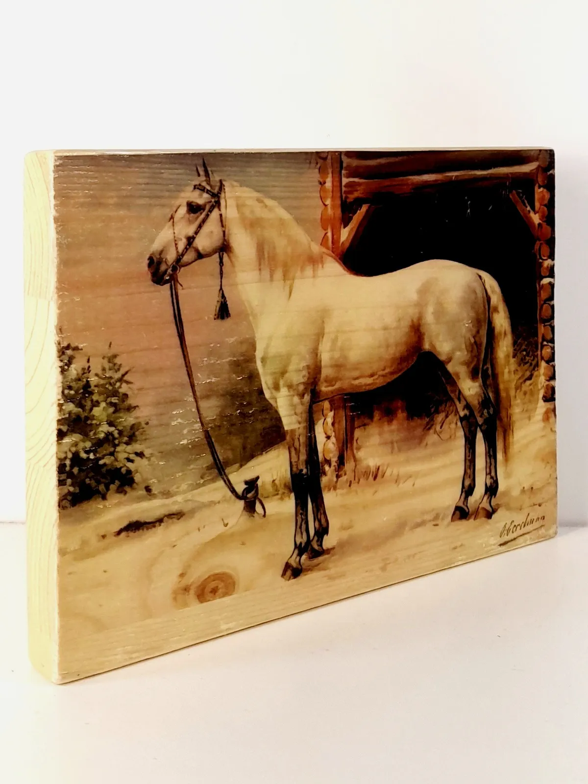 Картина на дереве. Орловский рысак