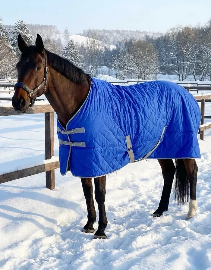 Попона зимняя для лошади конный спорт, верховая езда ОколоКони, цвет синий, р-р 155