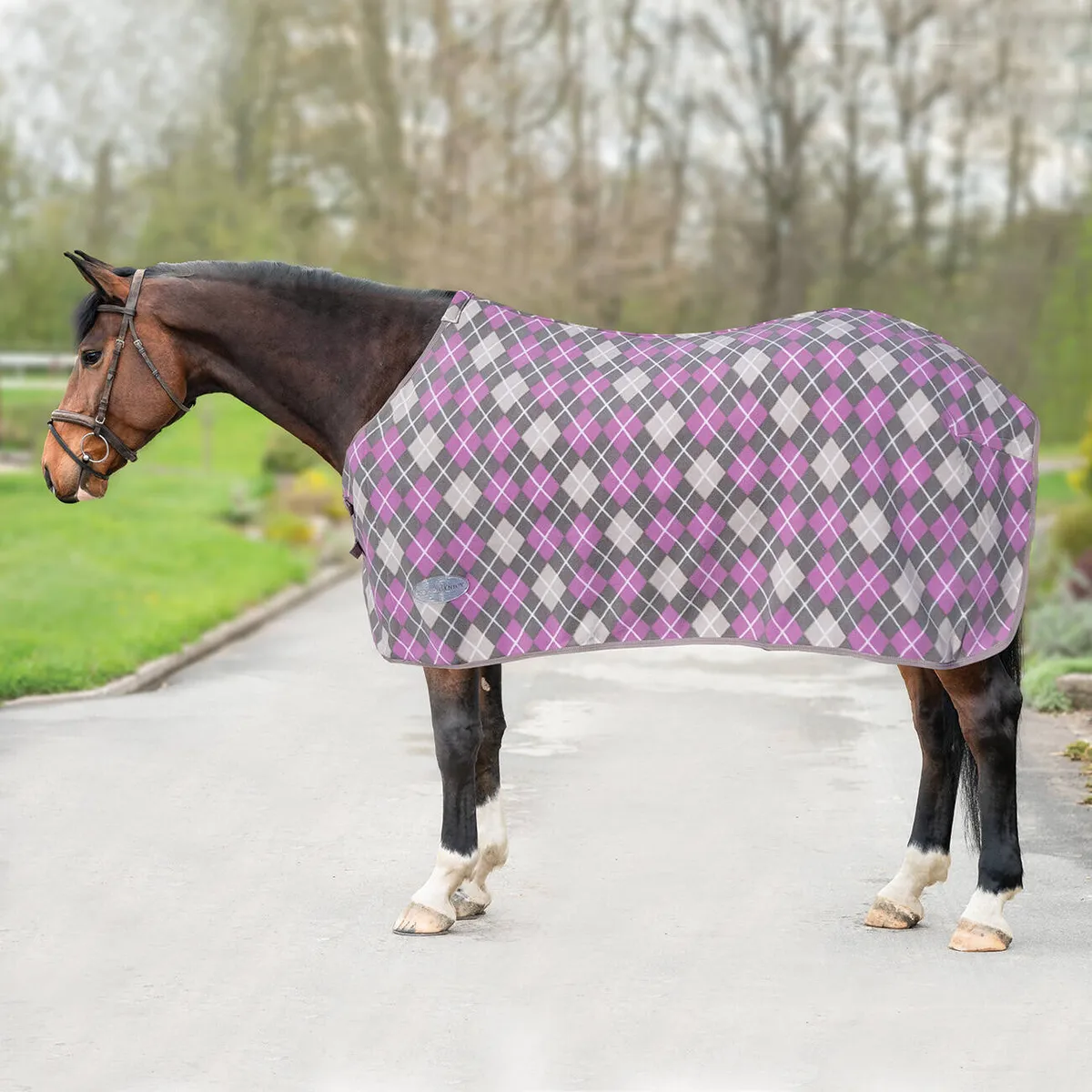 Попона HE Dalia флисовая серо-розовая 145 см