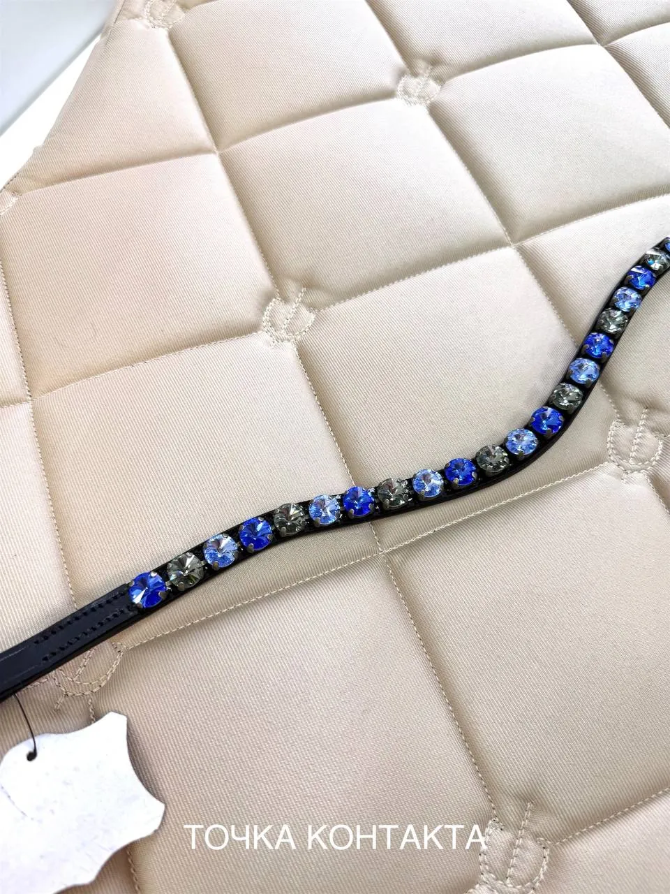 Налобник Leather Art синий фулл