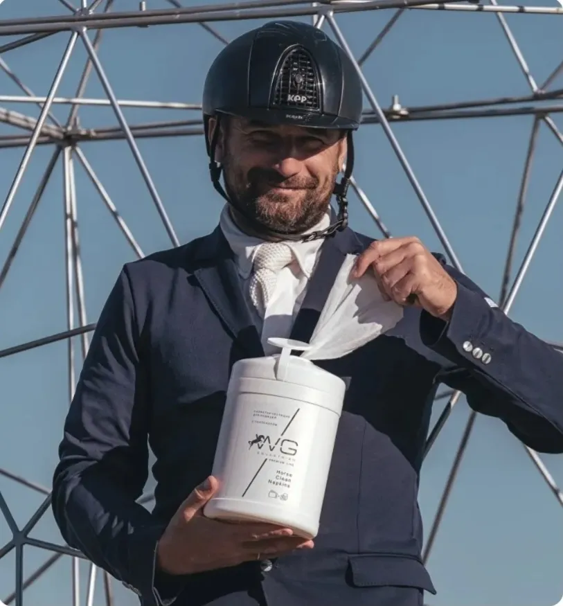 WG Влажные бесспиртовые салфетки для лошадей WG Equestrian Horse Clean Napkins