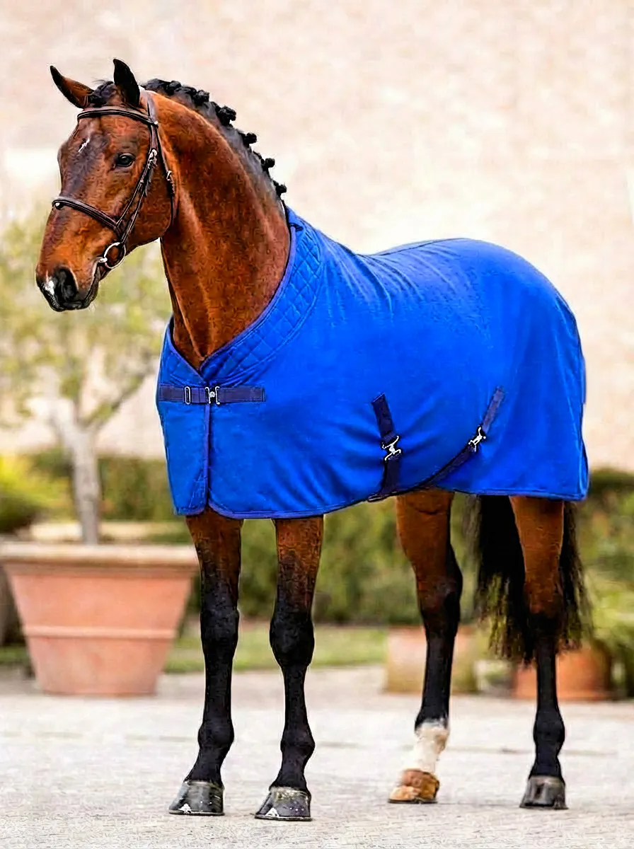 Попона флисовая для лошади конный спорт, верховая езда ОколоКони, цвет васильковый, р-р 145
