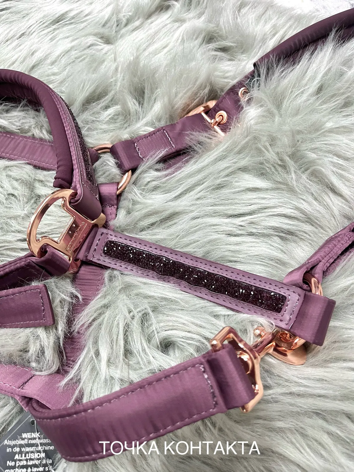 Недоуздок TGW пыльная роза с конусовидными стразами коб 