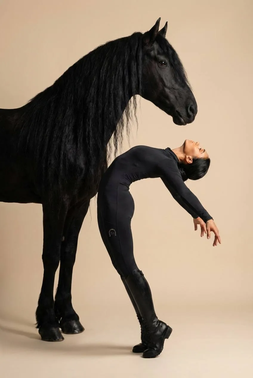 Комбинезон для верховой езды, конного спорта SHEIKH HORSE BRAND коллекция ГЭЛАКСИ, черный, р-р M