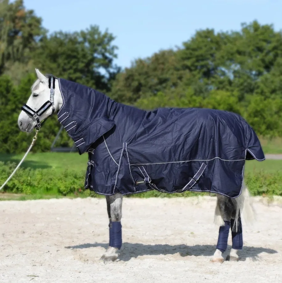Попона HE Aspen Combo зимняя/дождевая/200 гр с капором темно-синяя 125 см