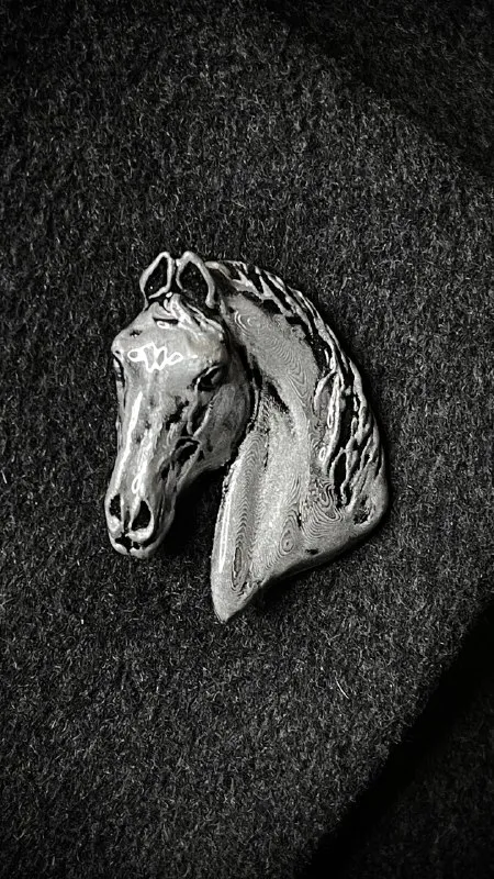 Брошь Конь серебро (имитация)