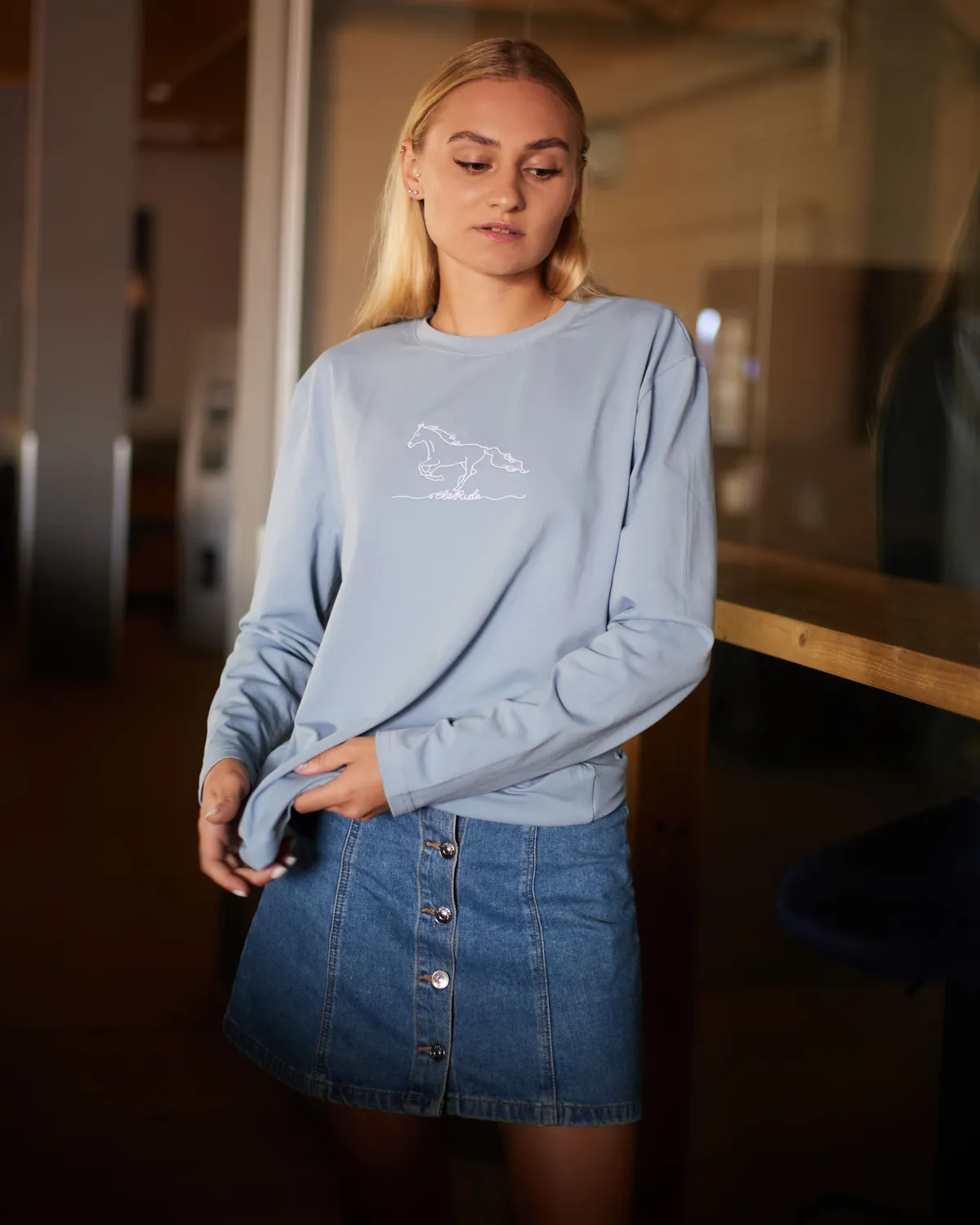 Лонгслив Horse голубой