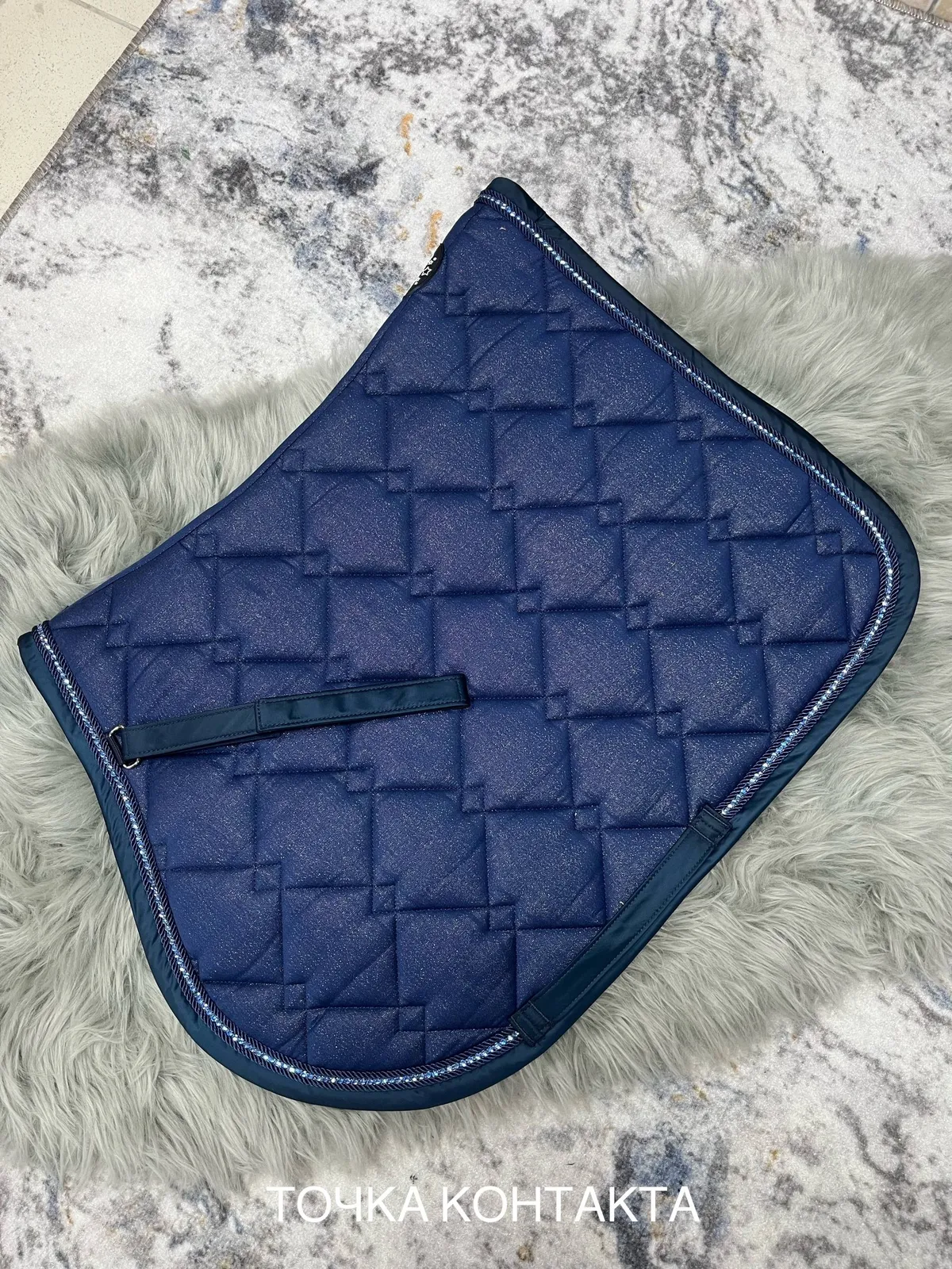 Вальтрап конкурный синий с блестящими нитями и стразами TGW