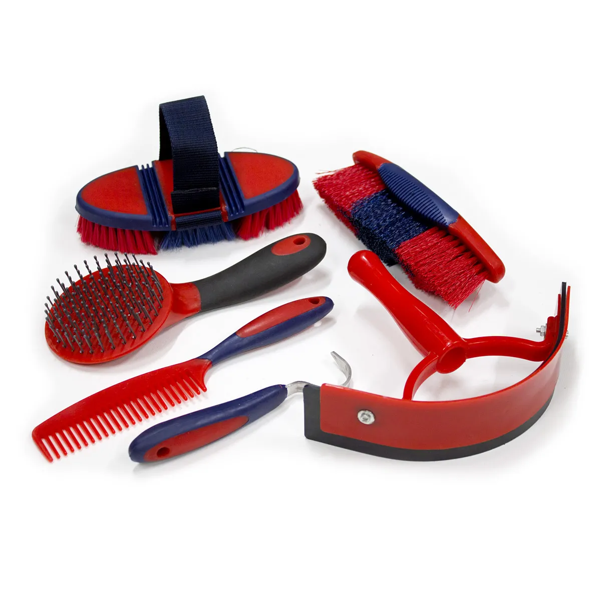 Набор щеток в мягкой сумке Equiman красная