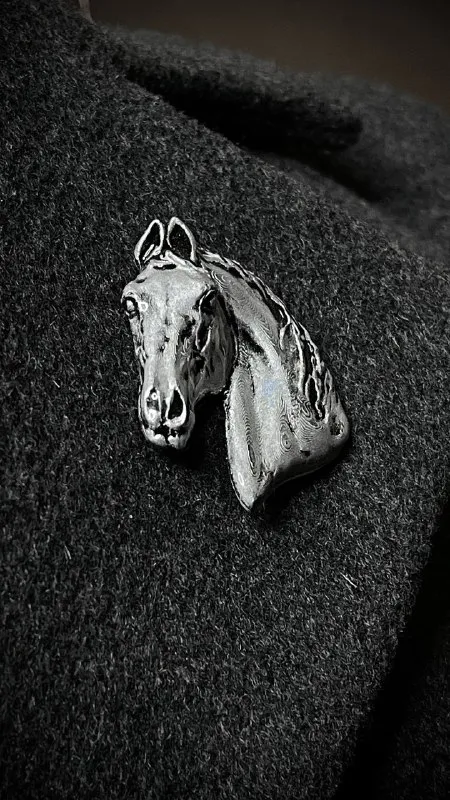 Брошь Конь серебро (имитация)