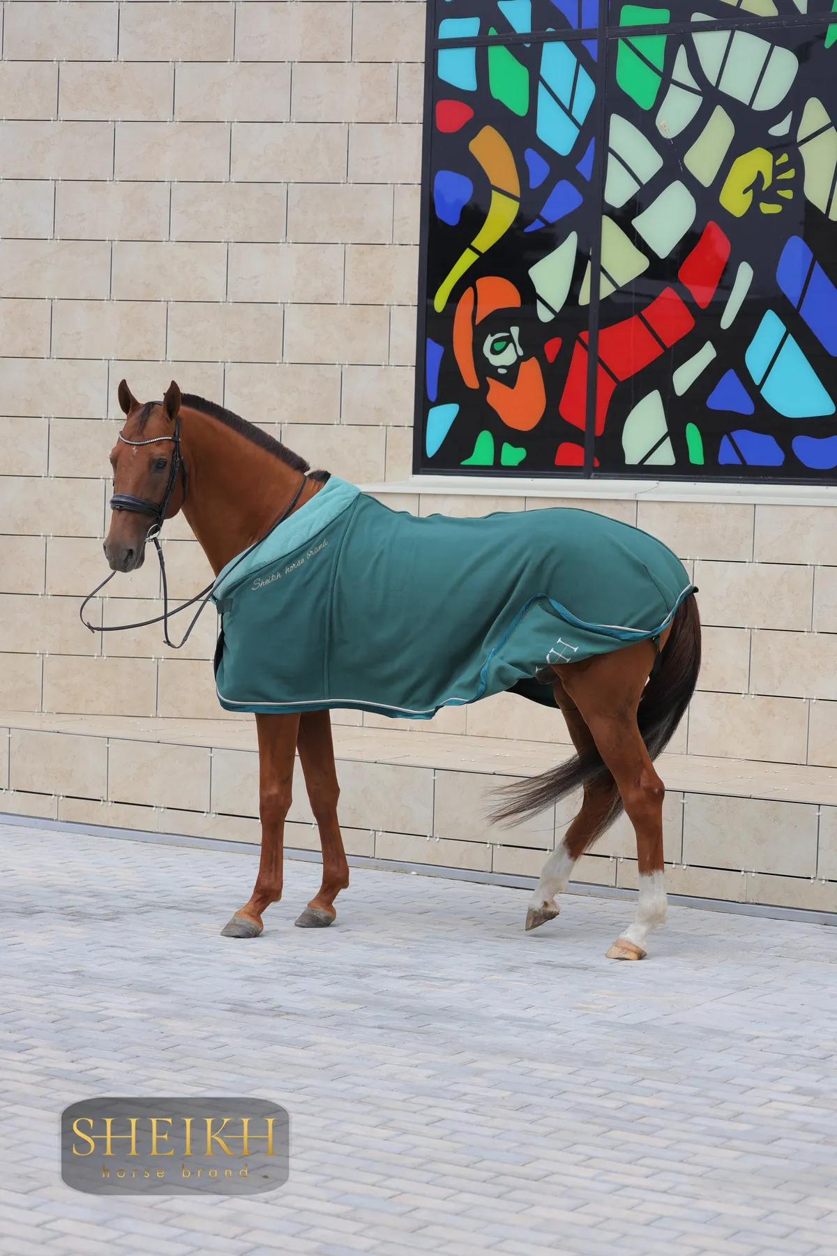 Попона SHEIKH HORSE BRAND, коллекция ORIENTAL, цвет зеленый, р-р 135