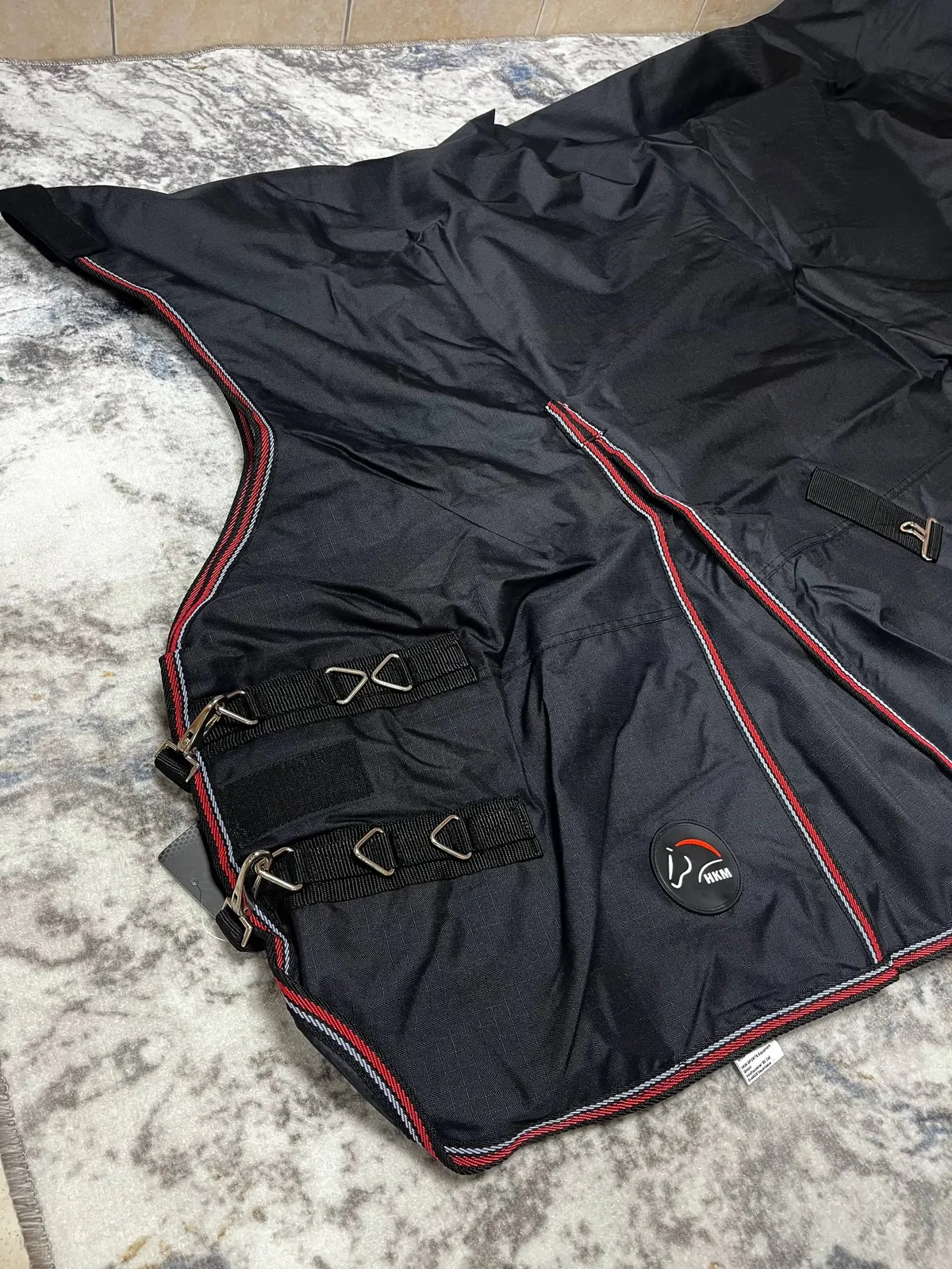 Попона дождь на флисе 600D высокая шея черная HKM 155 см