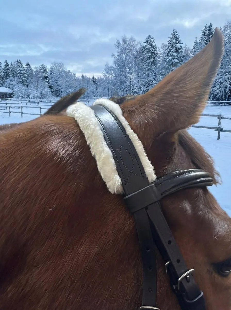 Трензельное оголовье с мехом Комфорт HorsePlanet (Cob, Черный)