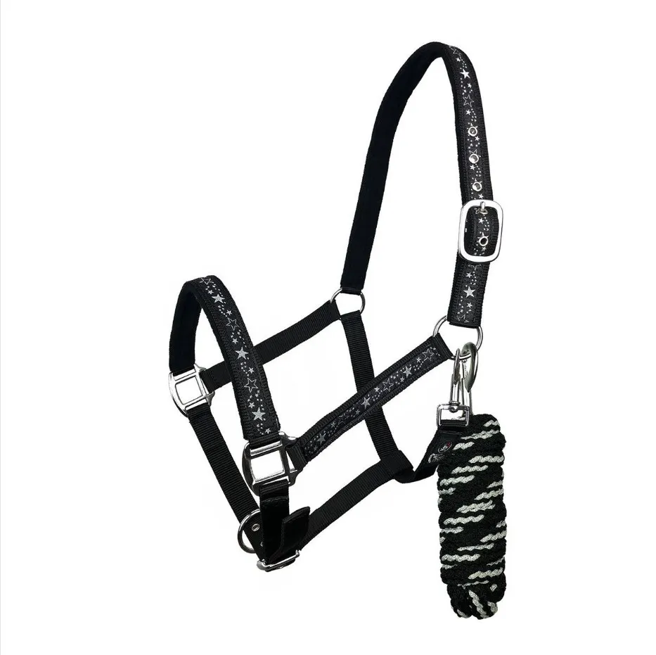 Недоуздок York Bella с чембуром черно-серый Cob