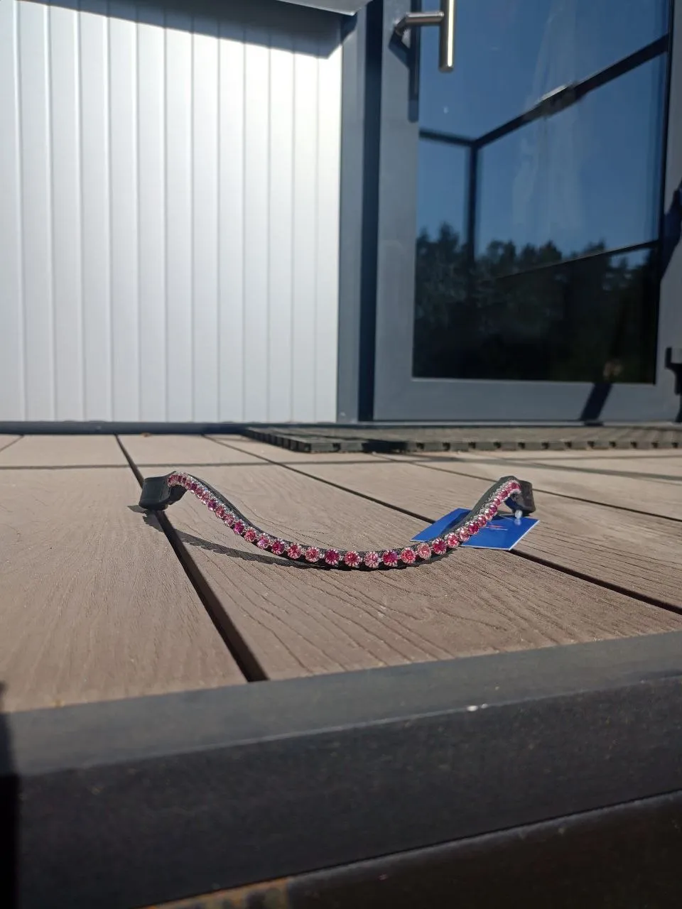 Налобный ремень Tasmanya с розовыми стразами, full