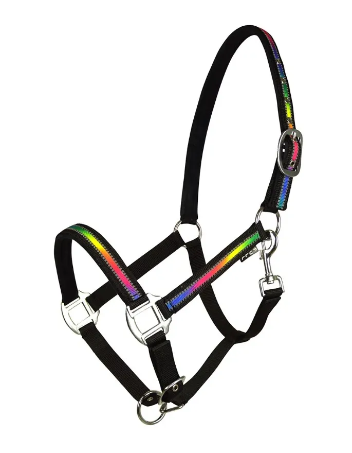 Недоуздок York Rainbow Reflect черно-радужный Pony