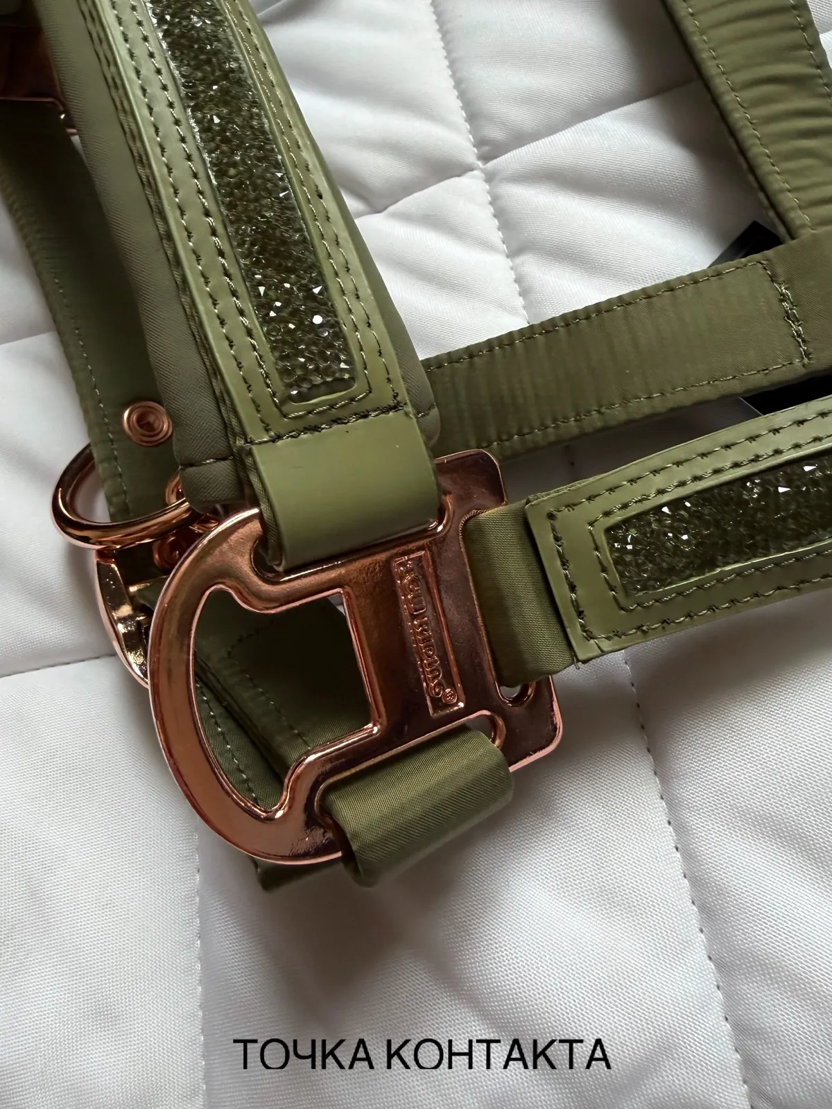 Недоуздок TGW оливка с конусовидными стразами коб