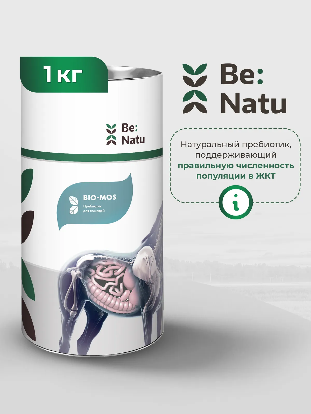 Be:Natu: Bio-Mos пребиотик, источник «пищи» для полезных бактерий ЖКТ, 1 кг