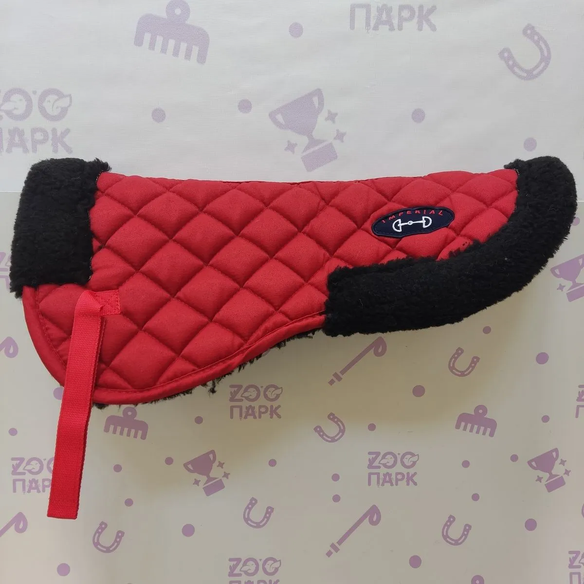 Меховушка под седло, черно-красная