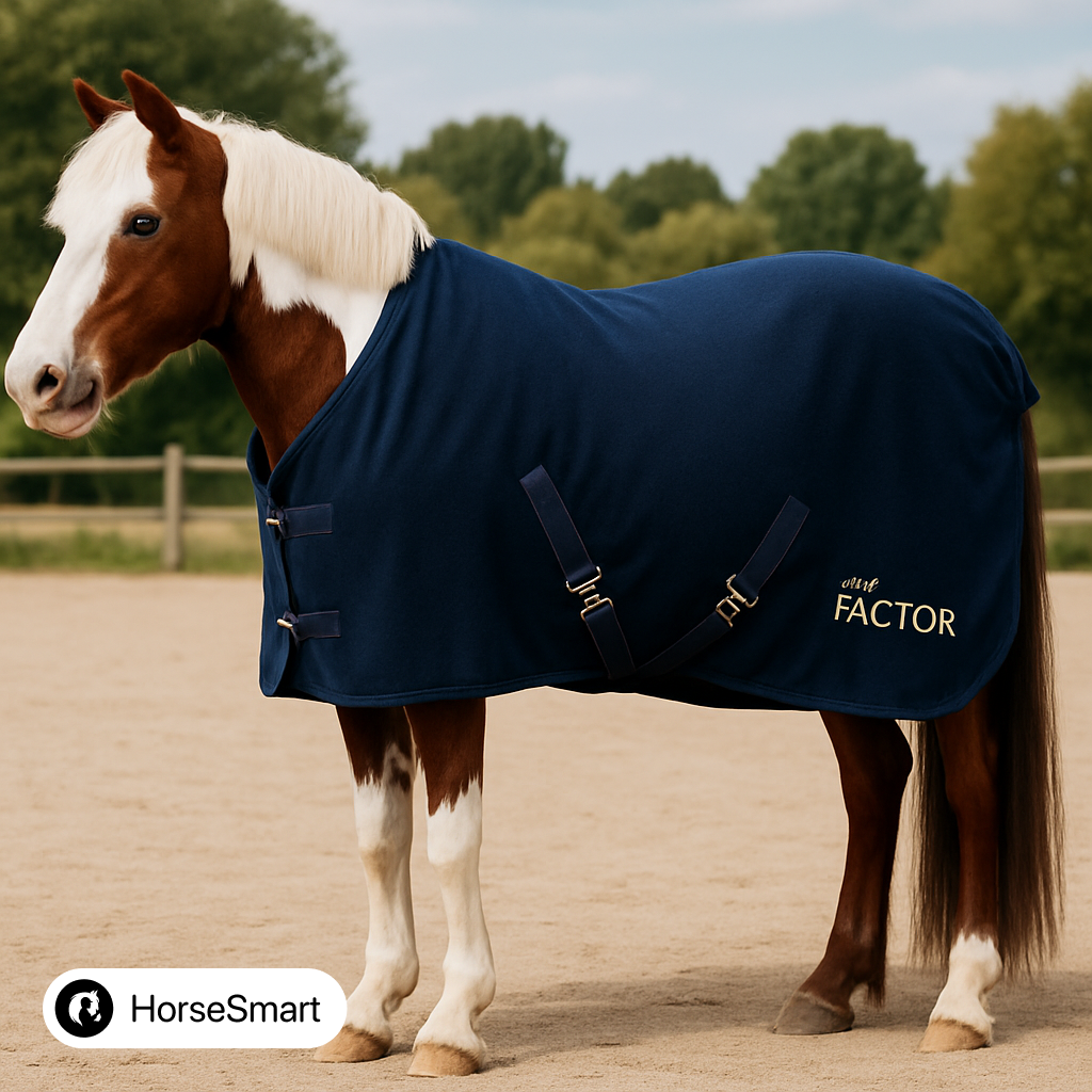Попона флисовая для пони или жеребят HorseFactor (синяя) (110 см)