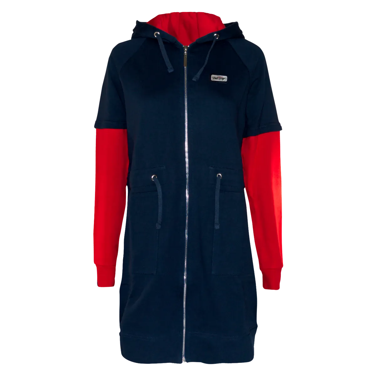 Удлиненная худи No Cold. Navy & Red. M