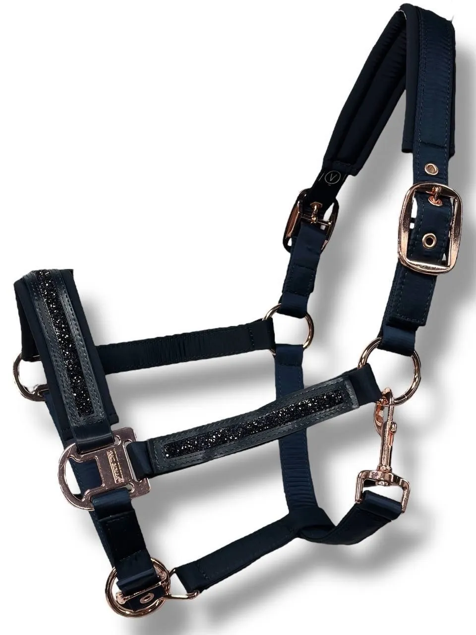 Недоуздок TGW темно-синий с конусовидными стразами коб