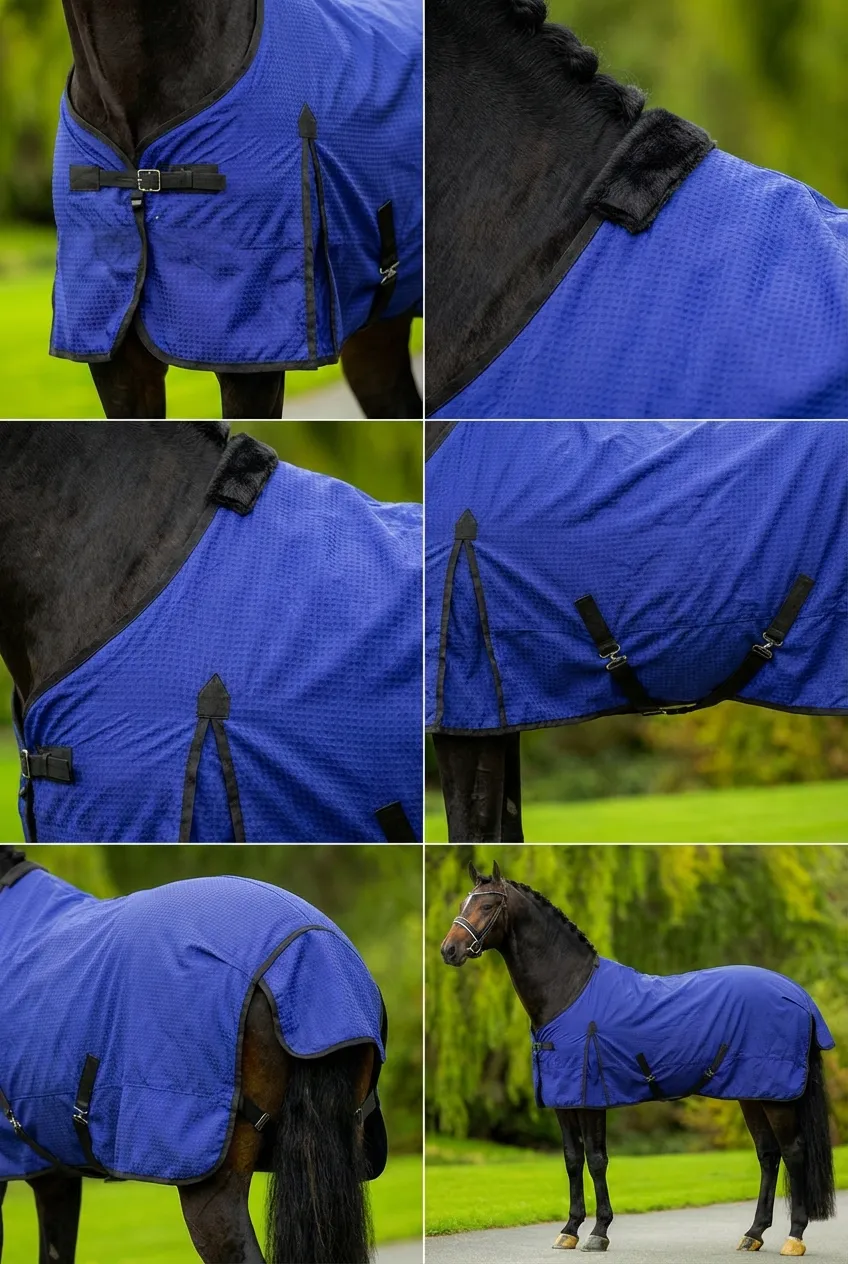 Попона вафельная для лошади ОколоКони, цвет синий, р-р 155
