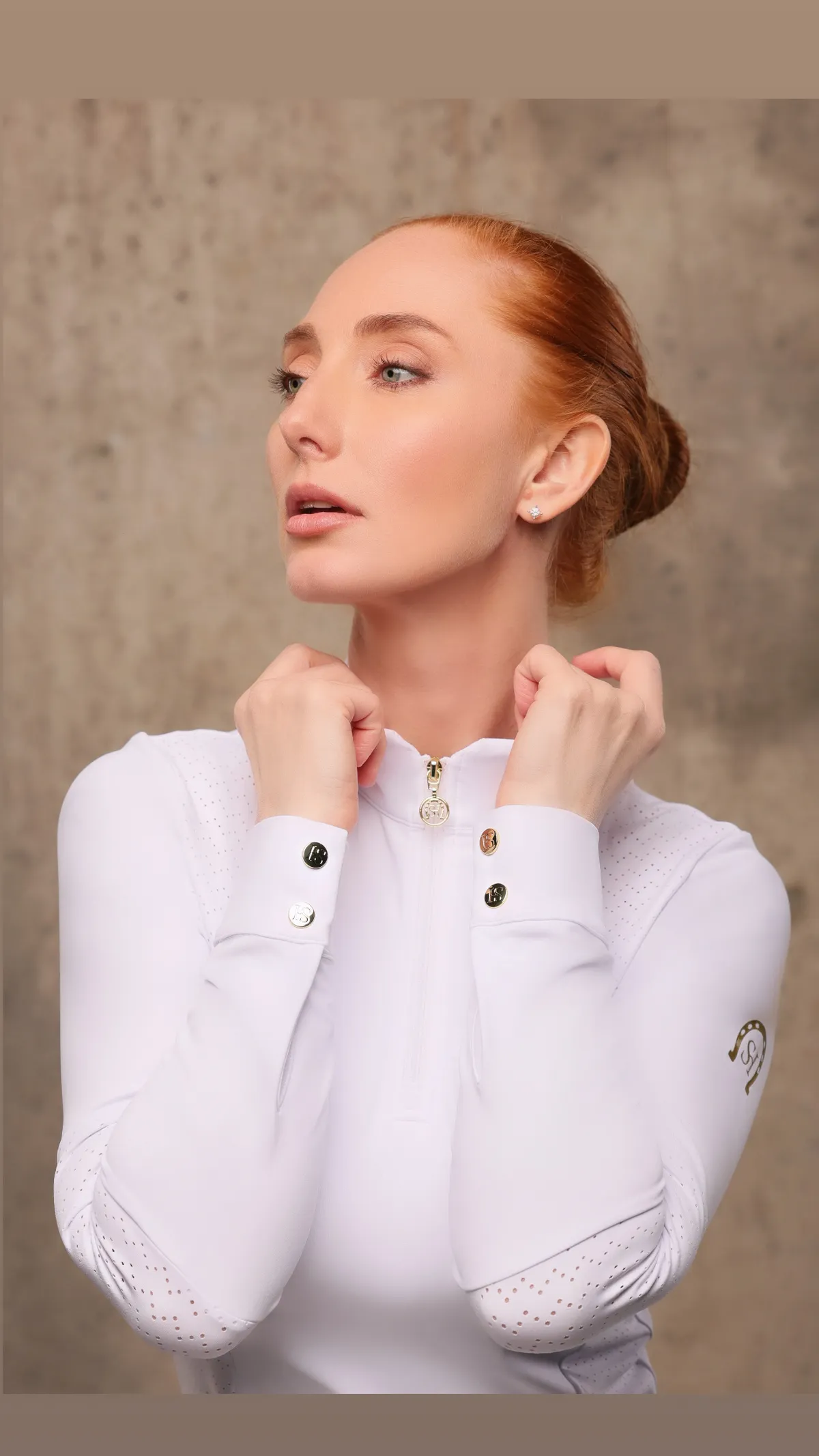 Лонгслив для верховой езды, конного спорта SHEIKH HORSE BRAND, коллекция ИНДАСТРИАЛ, цвет белый, р-р XL