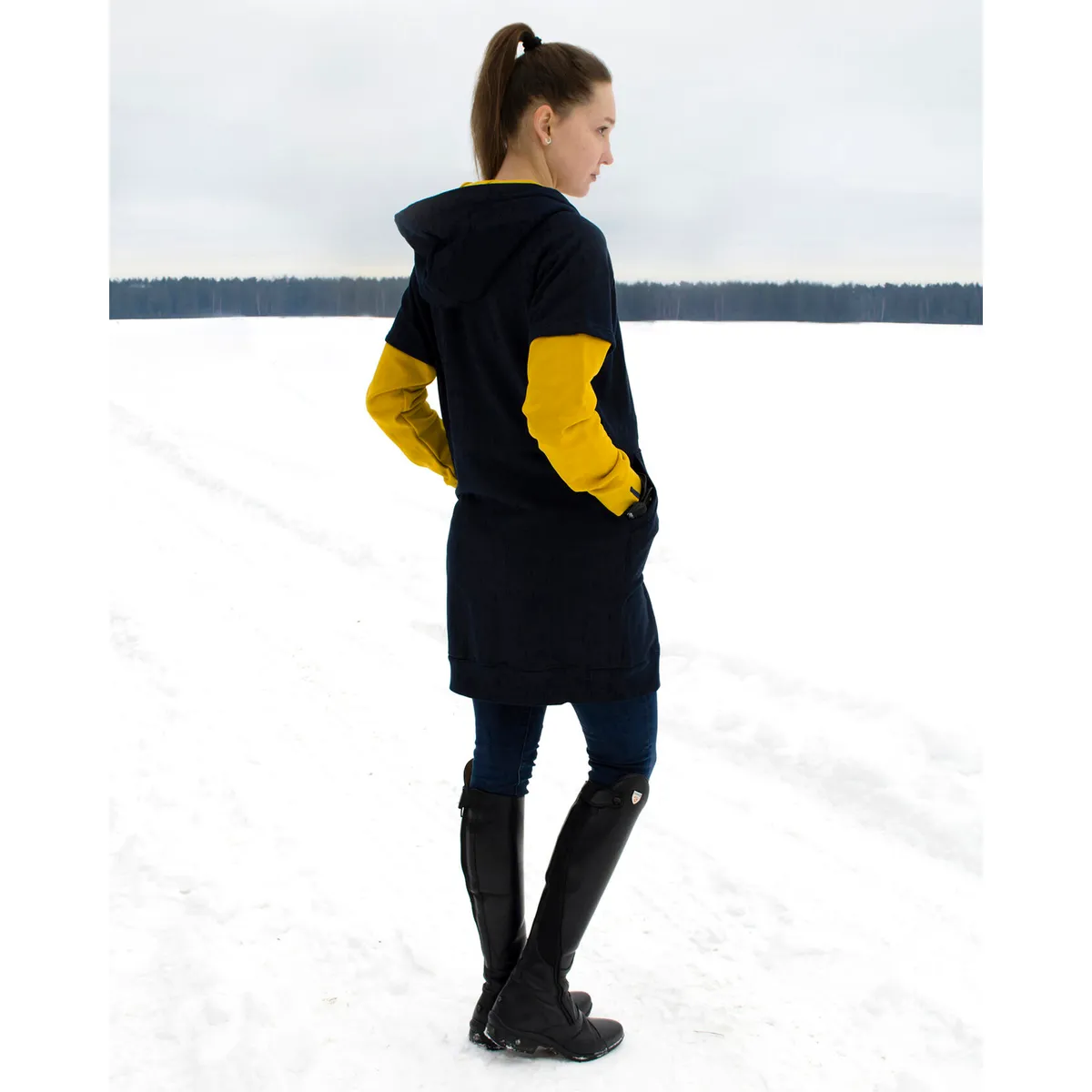 Удлиненная худи No Cold. Navy & Curry. M