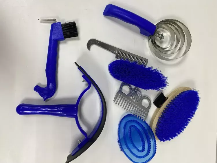 Органайзер - набор для ухода для лошадью, 8 предметов, синий, пластик, Китай