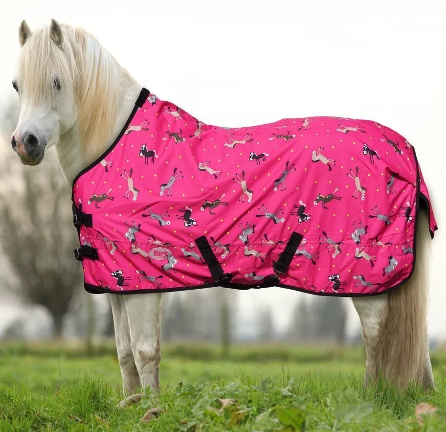 Попона York Horsi дождь на флисе розовый/лошадки 115 см