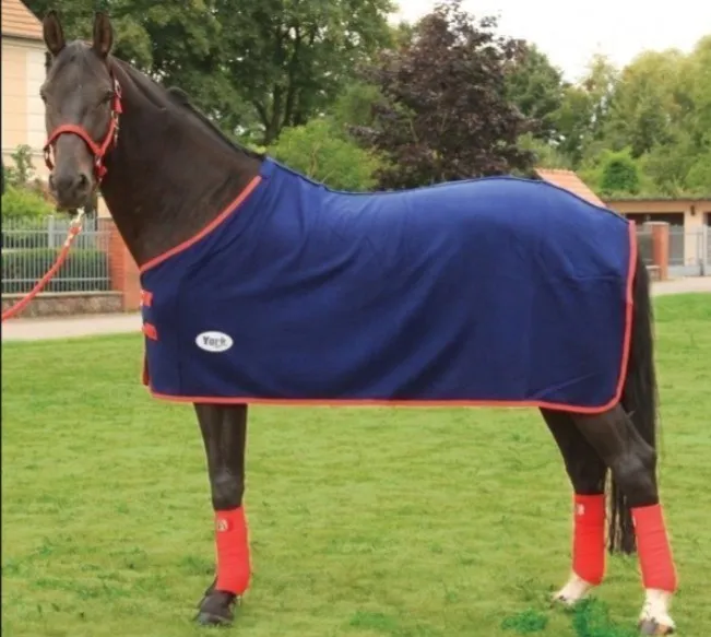 Попона York Ekona флисовая без ремней темно-синяя с красным 125 см