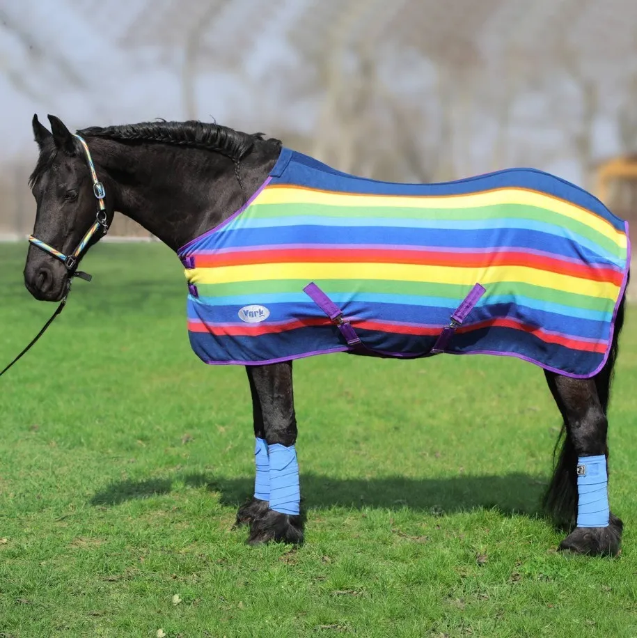 Попона York Rainbow флисовая с ремнями радужный 115 см