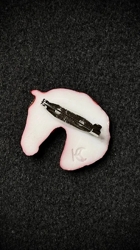 Брошь Конь красно-золотой