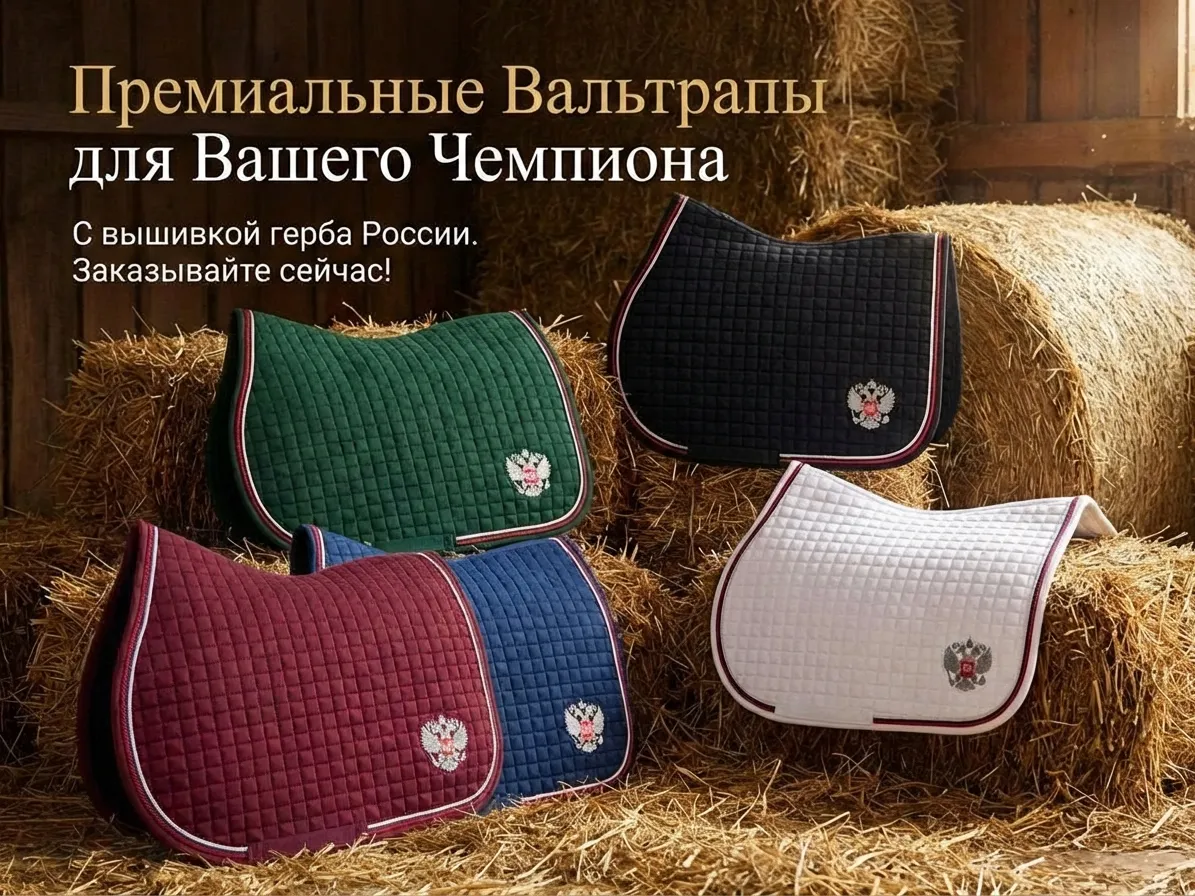 Вальтрап конкурный Российская Федерация для конного спорта ОколоКони, цвет зеленый, мелкая стежка