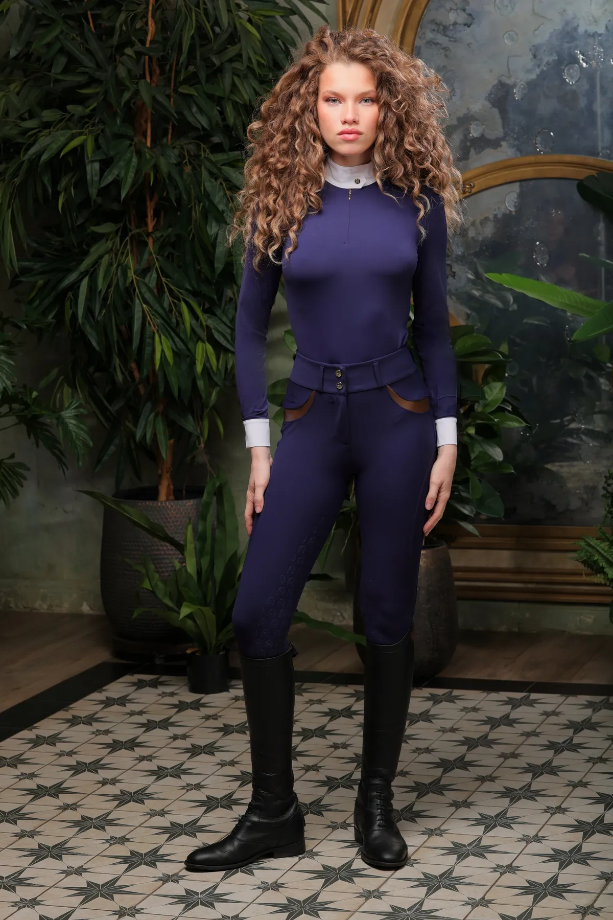 Лонгслив для верховой езды, конного спорта SHEIKH HORSE BRAND, коллекция ФОРЕСТ, цвет синий, р-р L