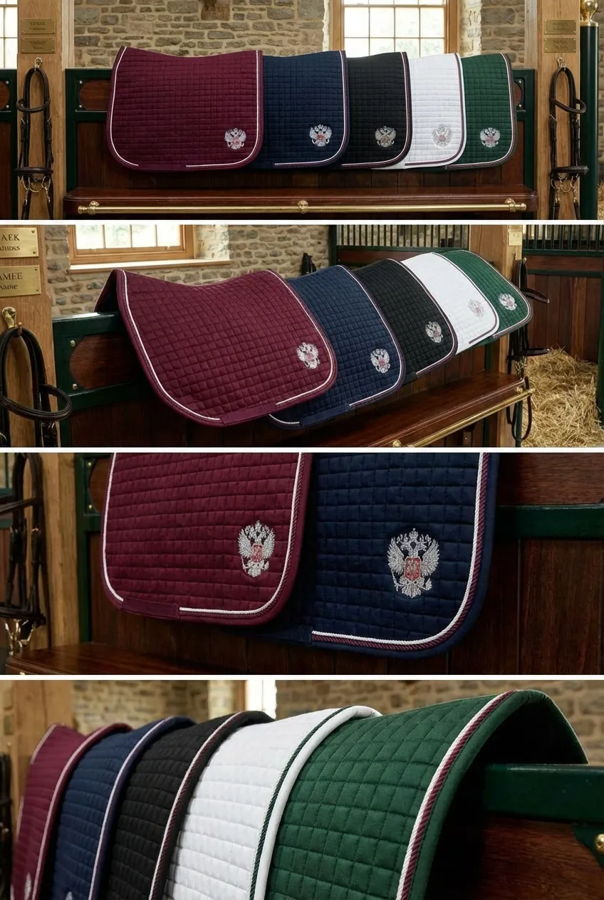 Вальтрап выездковый Российская Федерация для конного спорта ОколоКони, цвет бордо, мелкая стежка