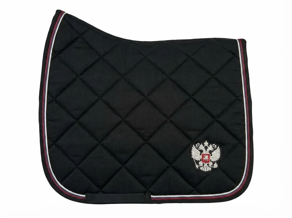 Вальтрап выездковый Российская Федерация для конного спорта ОколоКони, цвет черный, крупная стежка